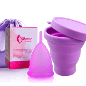 Pack copa menstrual Aneer+ vasoesterilizador + bolsa morada100% silicona médica